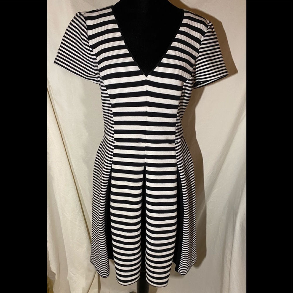 Banana Republic black white striped dress